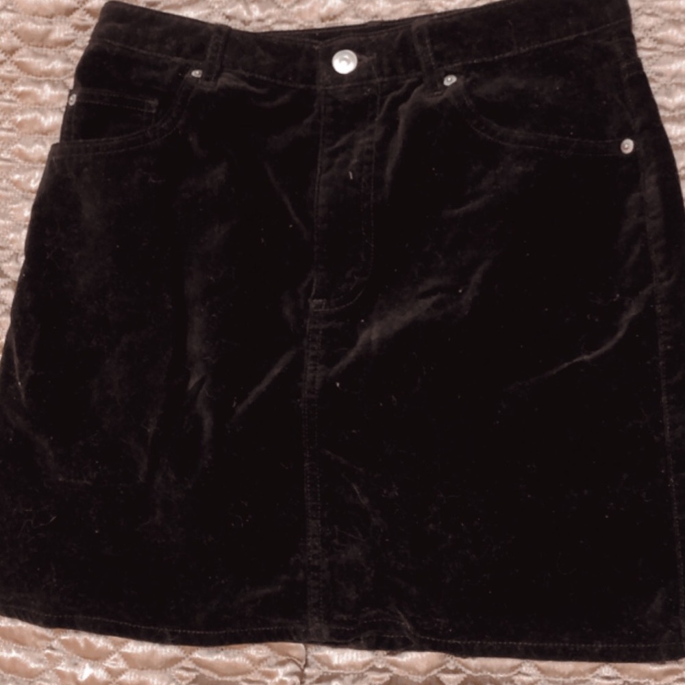 velvet black high waisted skirt